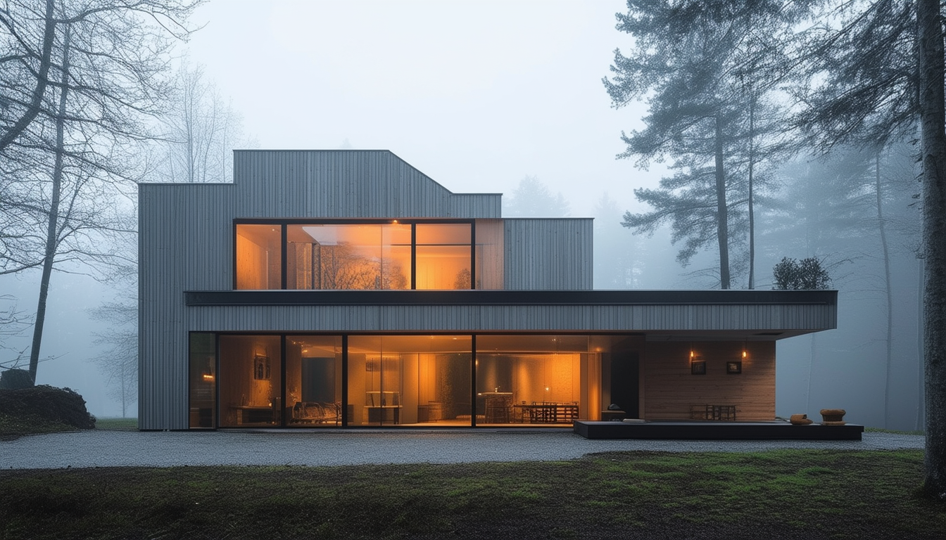 a house with a large glass window