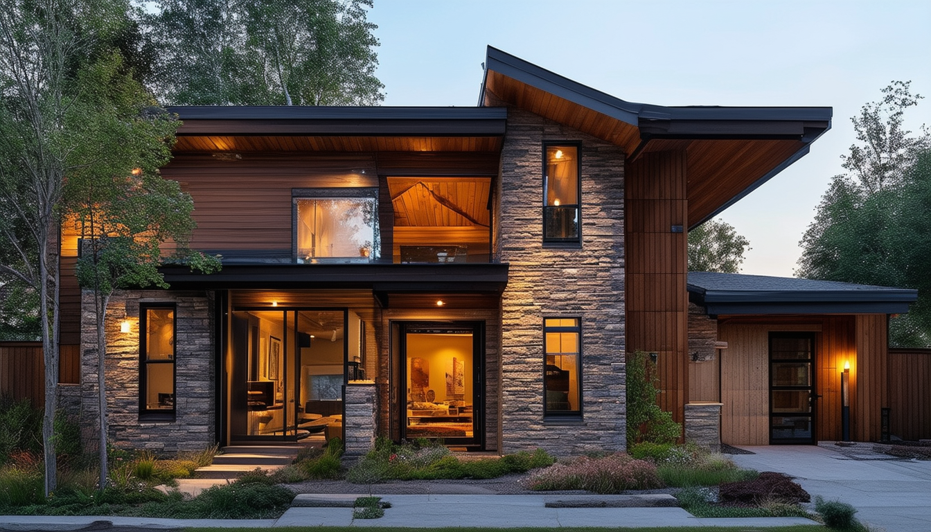 a house with a stone wall and a stone wall