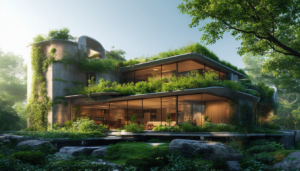 Futuristic eco-friendly minimalist house design.